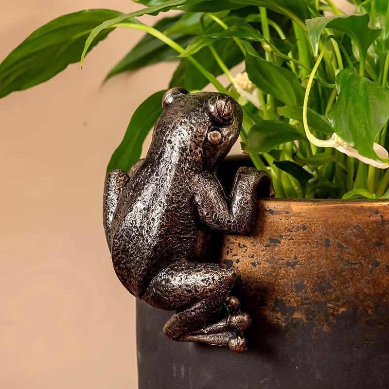Frog Flowerpot Hanging Ornaments Resin Statue Garden Bonsai Landscape Decorative Hooks Statue, Outdoor Statue Decor