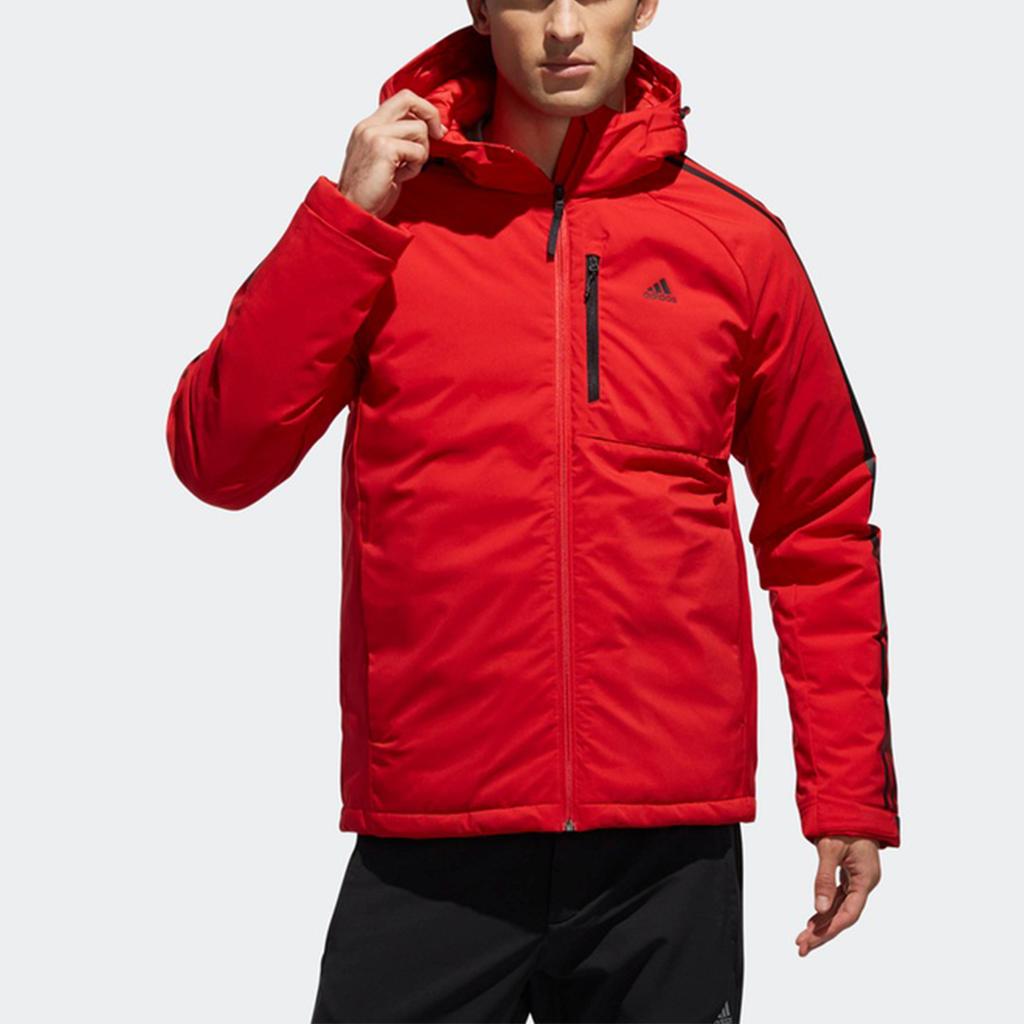 Adidas 3-Stripes Down Hooded Puffer Jacket Men Outerwear Light-Crimson DM1971