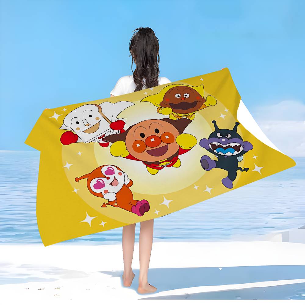 A-Anpanman Anime Microfiber Printed Beach Towel Mountain Climbing Yoga Beach Swimming Running Absorbent Soft Towel
