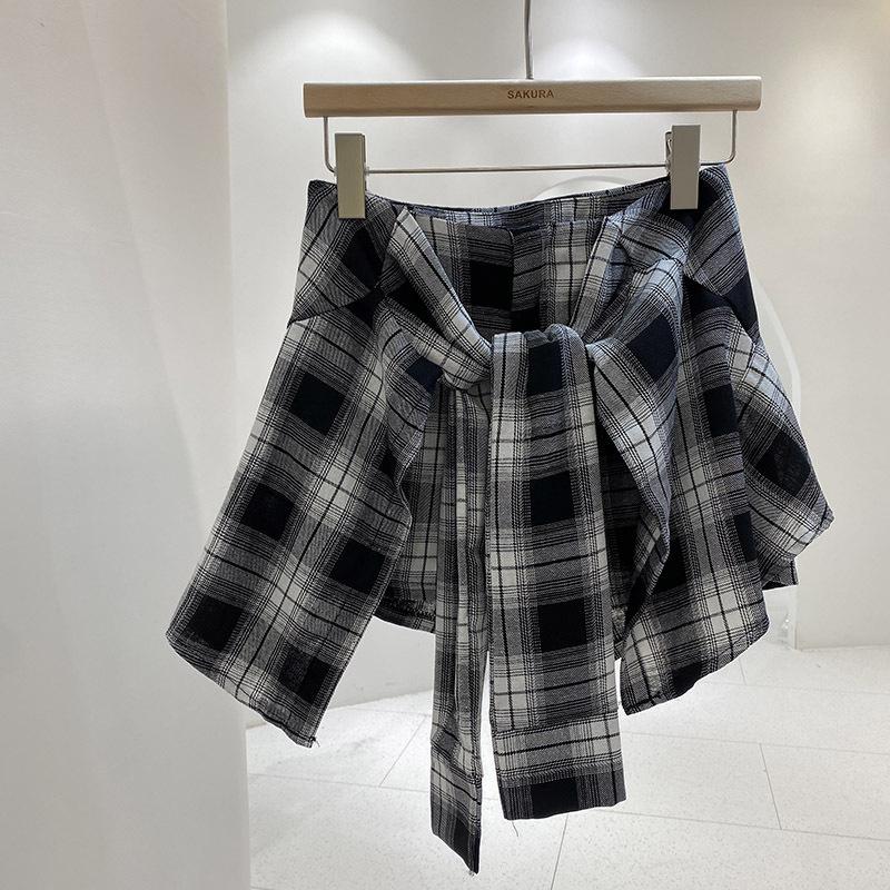 Hong Kong Style Sweet & Spicy High-Waisted Plaid Skorts - Women's Summer 2026 Slim Fit