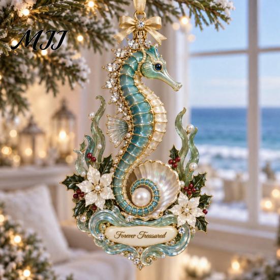 Marine Life Theme Party Supplies Christmas Ornament, Acrylic Ocean Animal Hanging Decor for Tree, Sea Ornaments Festive Holiday Pendant Home