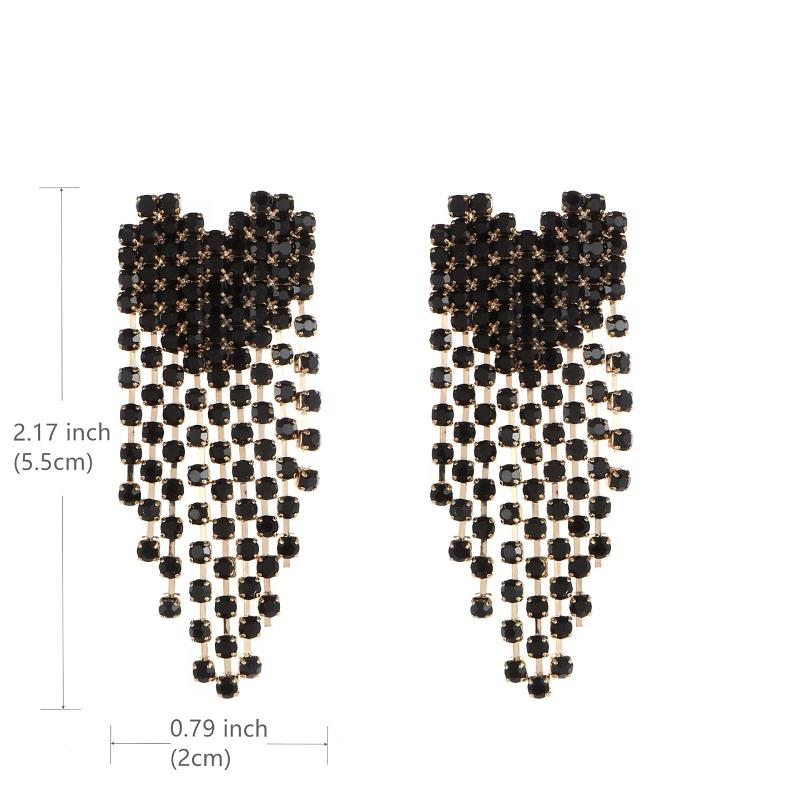 New Fashion Women Black Rhinestone Love Earrings Delicate Sweet Earrings Women Party Birthday Gift Charm Jewelry