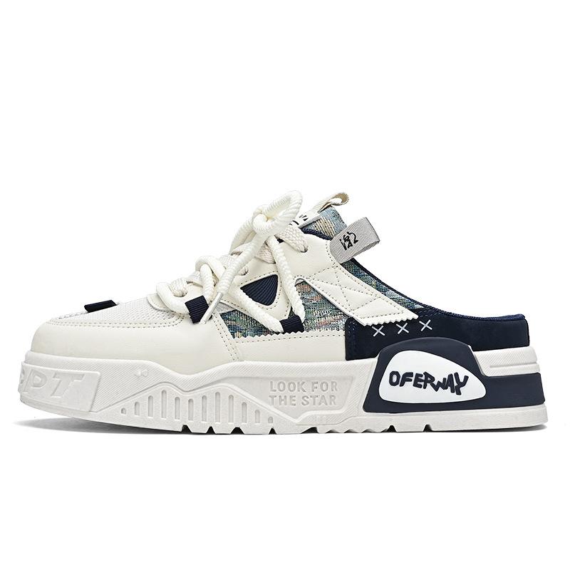 Summer Fashion Designer Men Half Slipper Breathable Casual Platform Shoes Lightweight Sneakers Outdoor Walking Flats Loafers