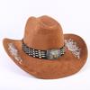 Popular European and American Classic Suede Western Cowboy Hat Men's and Women's Big Brim Embroidered Outdoor Sun Hat