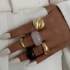 Ingemark 5Pcs/Set Boho Geometric Resin Rings for Women New Trend Punk Gold Color Open Adjustable Ring Couple Jewelry Accessories