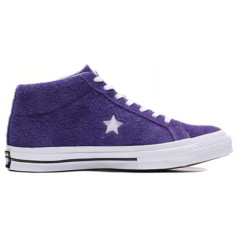 Converse One Star Retro Casual Non-slip and Abrasion Resistant Mid-Top Board Shoes Unisex Purple