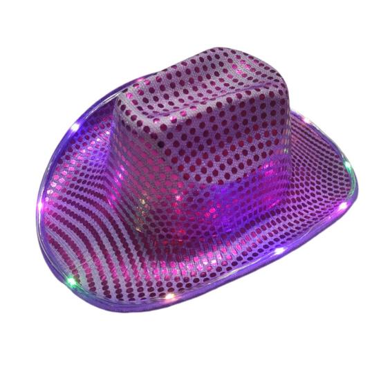 LED Light-Up Cowboy Hat Retro Western Style Luminous 9 Color Available Christmas Party Nightclubs