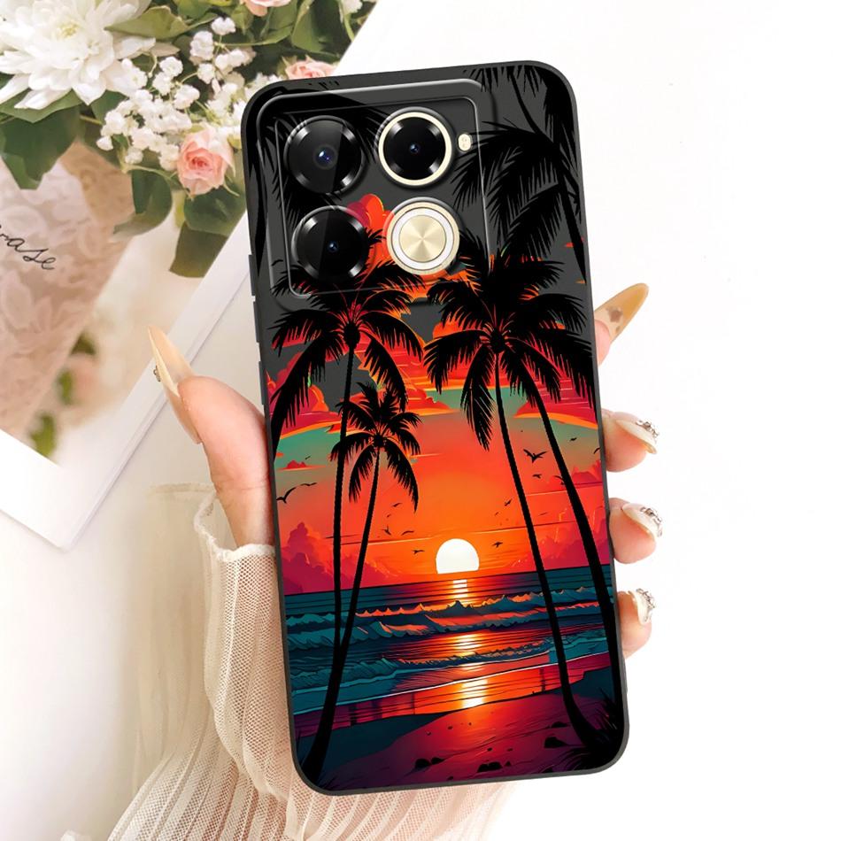 For Infinix Note 40 Pro 4G 5G / Note 40 Pro+ / Note40 X6853 Fashion Dusk Beach Painting Phone Case Soft Silicone Covers Bumpers