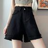 White Rough-edged High-waisted Denim Shorts for Women's Summer Thin Versatile Thin Small White A-word Hot Pants High Waist Frayed Edge Denim Shorts