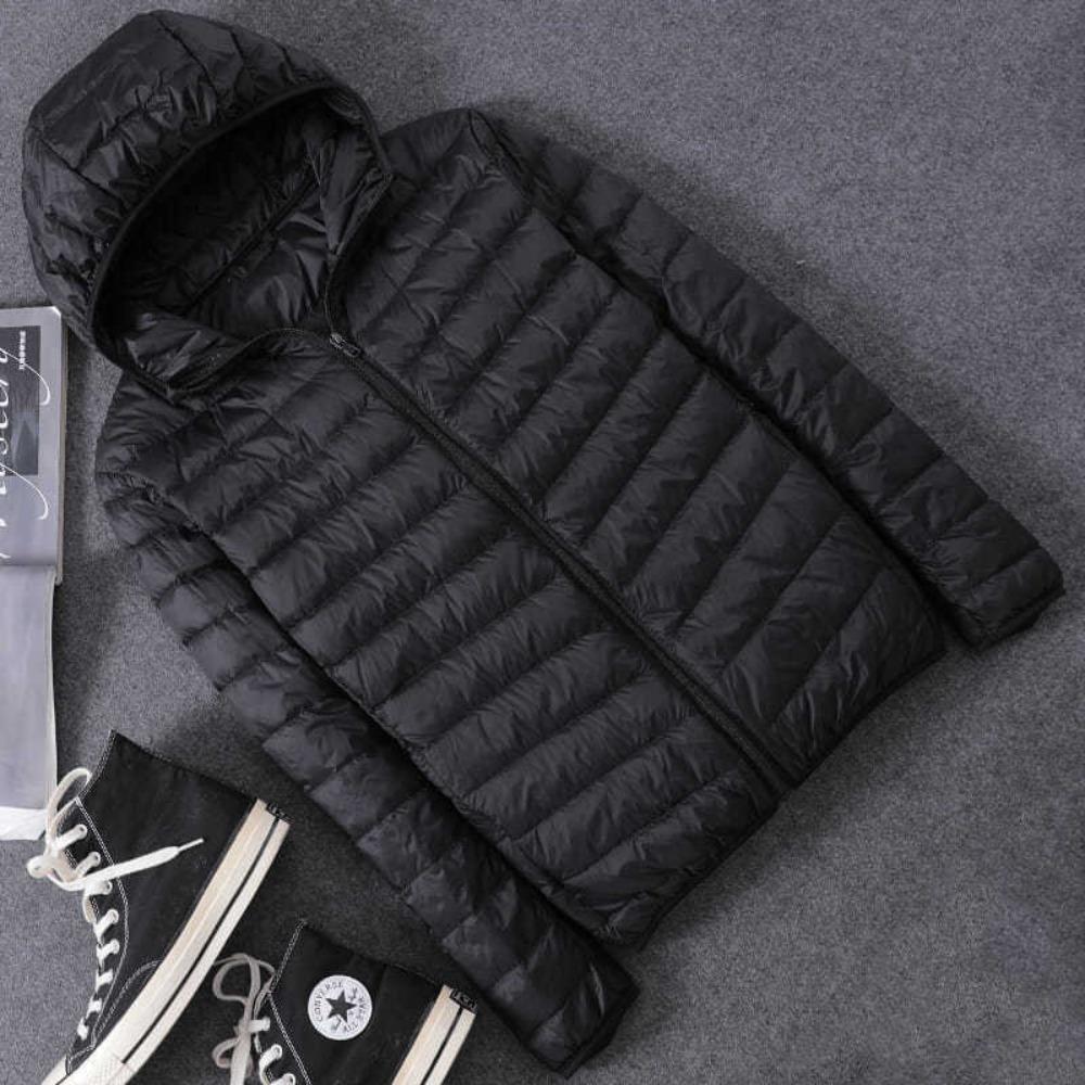 Men's Casual Solid Color Hooded Cotton-padded Jacket for Autumn and Winter, Warm Down Jacket