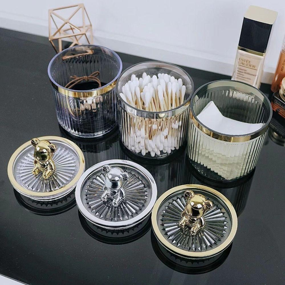 Organizer Cute Bear Cotton Balls Dispenser Box Toothpick Container Q-tip Holder Swab Canisters