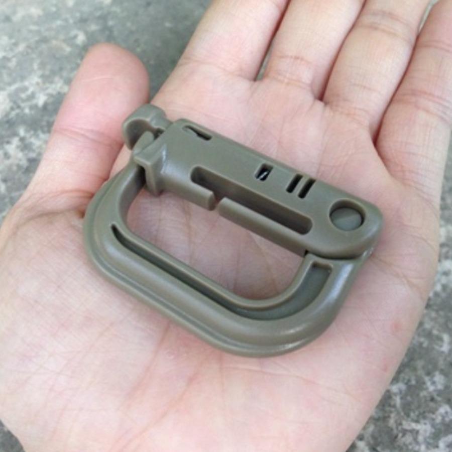 5 шт. Тактическая D-образная пряжка, Нажми, чтобы открыть Высокопрочная пластиковая крючковая пряжка хаки