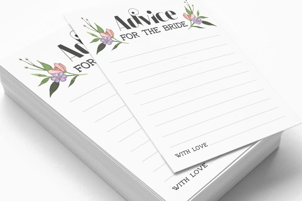 Inkdotpot FloralA Advice And Wishes Set Of 50 Bridal Shower Advice Game
