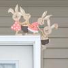 New Easter Painted Rabbit Ornaments Wooden Crafts Home Decoration Door Wall Hanging Pendant Easter Bunny Party Decor