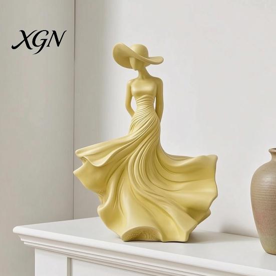 Modern Desk Accessories Woman Statue, Resin Art Sculpture for Living Room Mantel Shelf Decor, Female Housewarming Gifts New Home Figurine, Wide