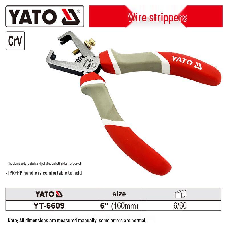 YATO Industrial Needle Nose & Diagonal Cutting Pliers Combo with Wire Strippers