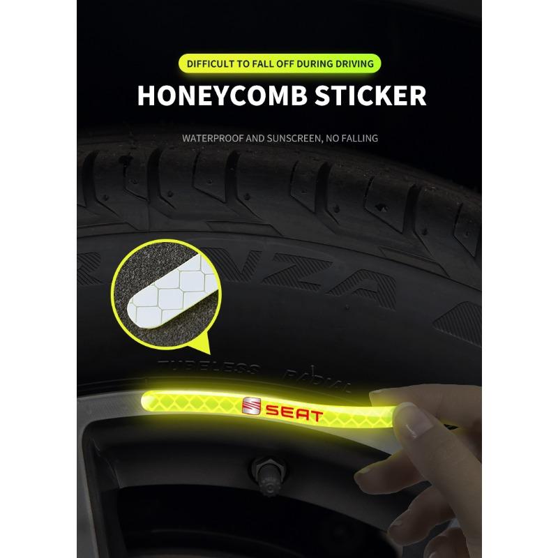 Car Wheel Hub Reflective Stickers Tire Rim Luminous Accessories For SEAT Leon 5f Ibiza 6l 6j Leon 1P Cushion Altea Xl Leon Mk