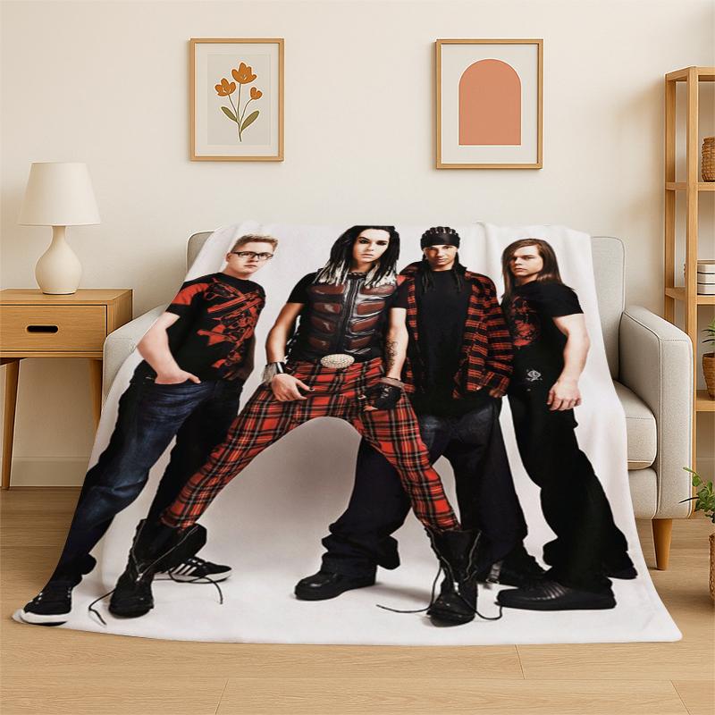 

Rock Band Tokio Hotel Bill Kaulitz Flannel Blanket Soft Warm Throw Blanket for Bedroom Living Room Bed Travel Camping Picnic 75x90cm