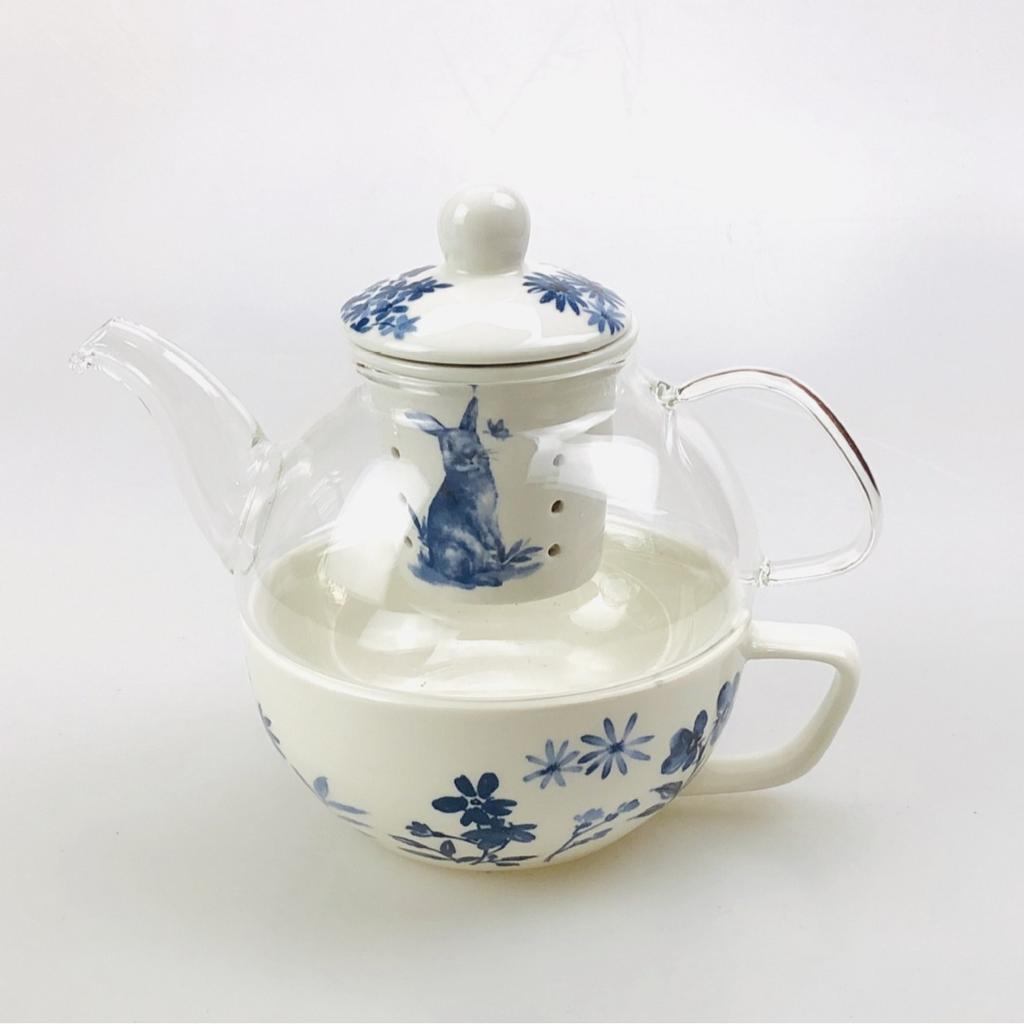High Appearance China-Chic Light Luxury Garden Style Teapot Set Glass Ceramic Mother and Child Teapot Set