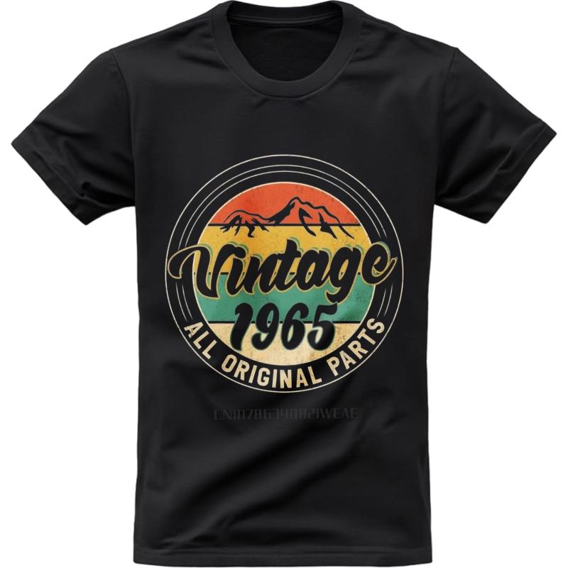 Black summer Boys t shirt Vintage 1965 All Original Parts Short Sleeve Solid Color O Neck tops men cotton tshirt fashion tops