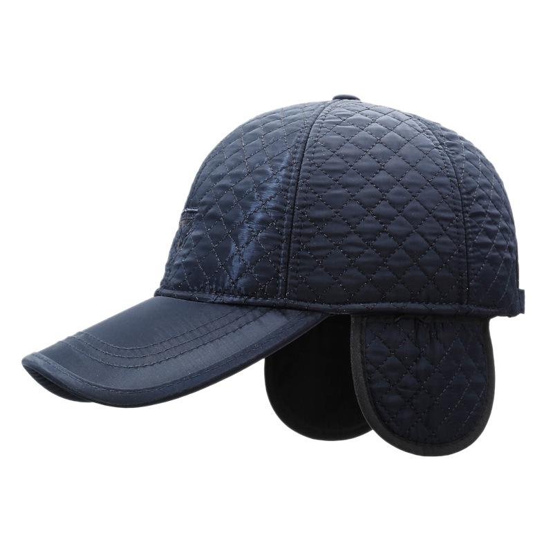 Herren Warme Ohrenschutzmütze Outdoor Stickmütze Winter Mittelalterliche und Ältere Dicke Kälteabweisende Baumwollmütze