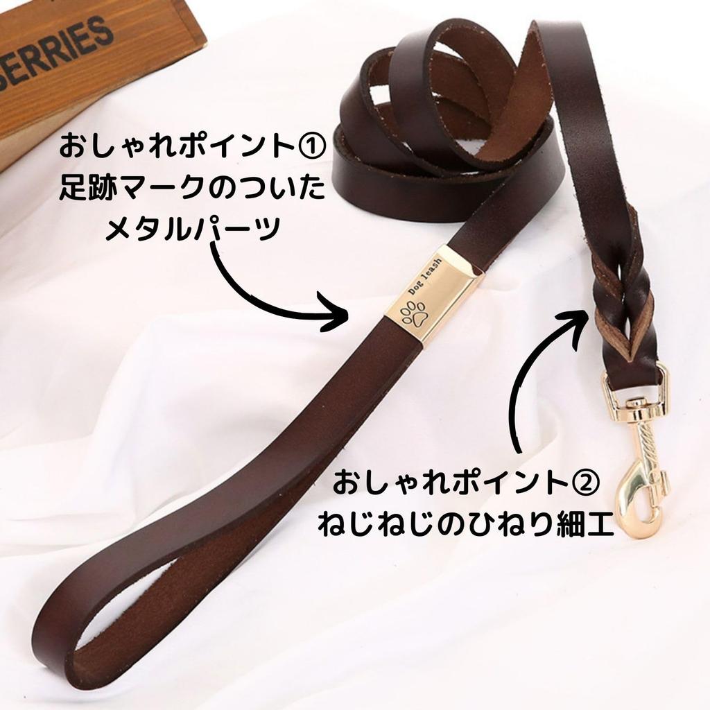 Lead for Small and Medium Sized Leather Coffee Dogs, Dogs, Leash, 1.3m (M, Brown)