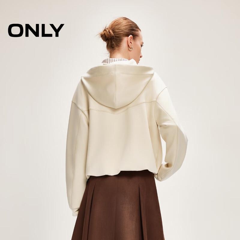 ONLY Women's Loose Dropped Shoulder Double Zip Hooded Sweatshirt
