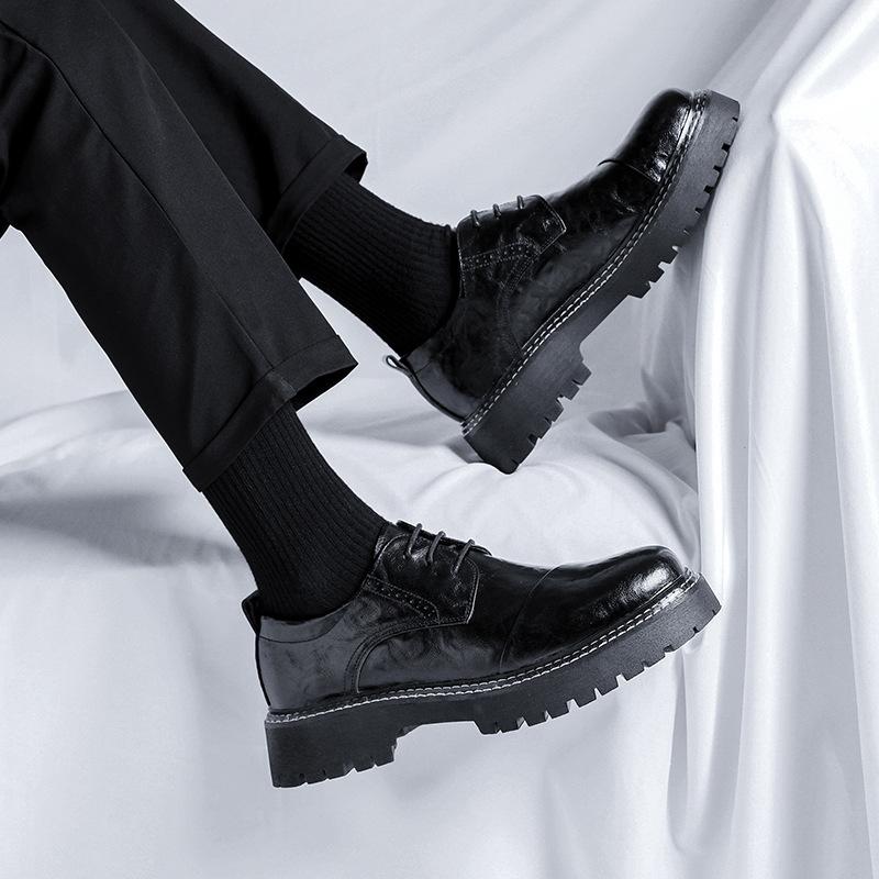 Leather Shoes Men's New Business Dress Summer British Style Men's Soft Surface Versatile Casual Black Small Leather Shoes 2259-R