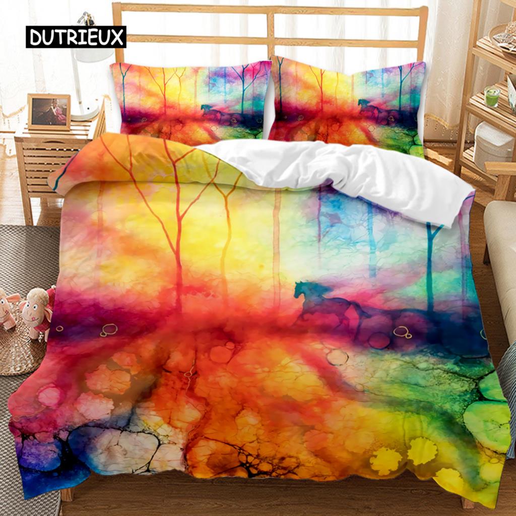Träd Påslakan Bohemisk Skog Lyckoträd Täcke Örngott Sängkläder Set Twin Dubbel Queen King Size Polyester Täcke