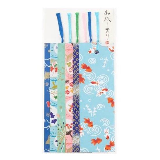 Washi Kawa Sumi Yūzen Katazome Bookmark 6 pieces Goldfish Summer Tradition 80459