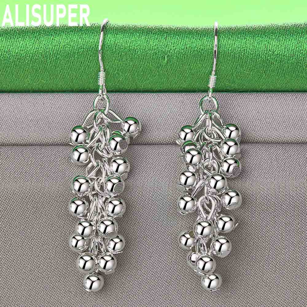 925 Sterling Silver Exquisite Multi-Layered Ball Beads Tassel Drop Earrings - Fashion Party Jewelry