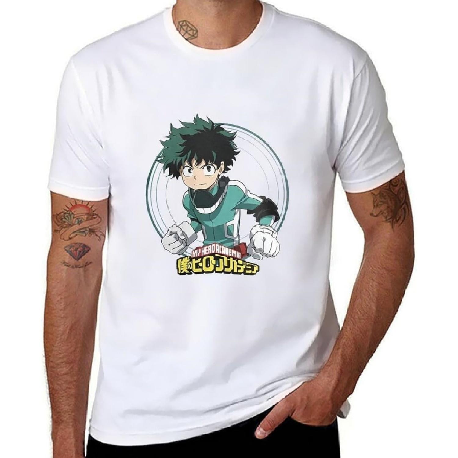 

Hokiis Mens T-Shirt My Hero Academia T-Shirt Summer Casual Short Crew Short Sleeves Top(2) XXXXXL білий