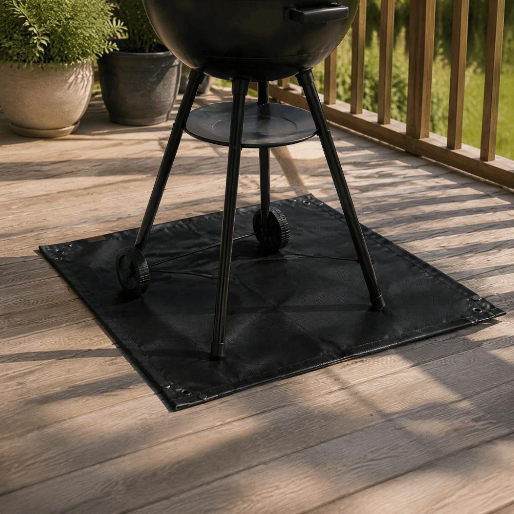 Black Under Grill Mat Protective Pad Fireproof Grill Pad Versatile Fire Pit Mat  Camping Stove