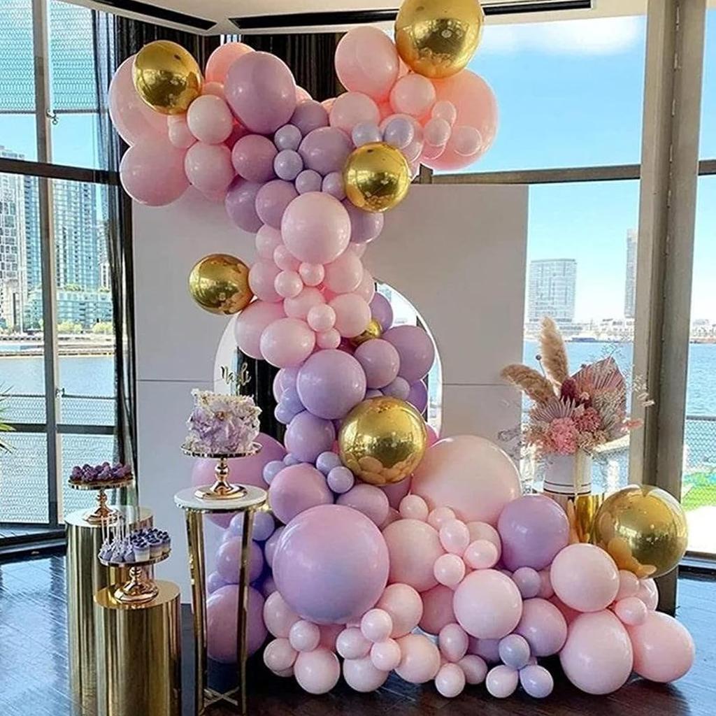 119PCS Purple and Pink Latex Balloon Set Suitable for Birthday Parties, Weddings, Valentine's Day Party Decoration