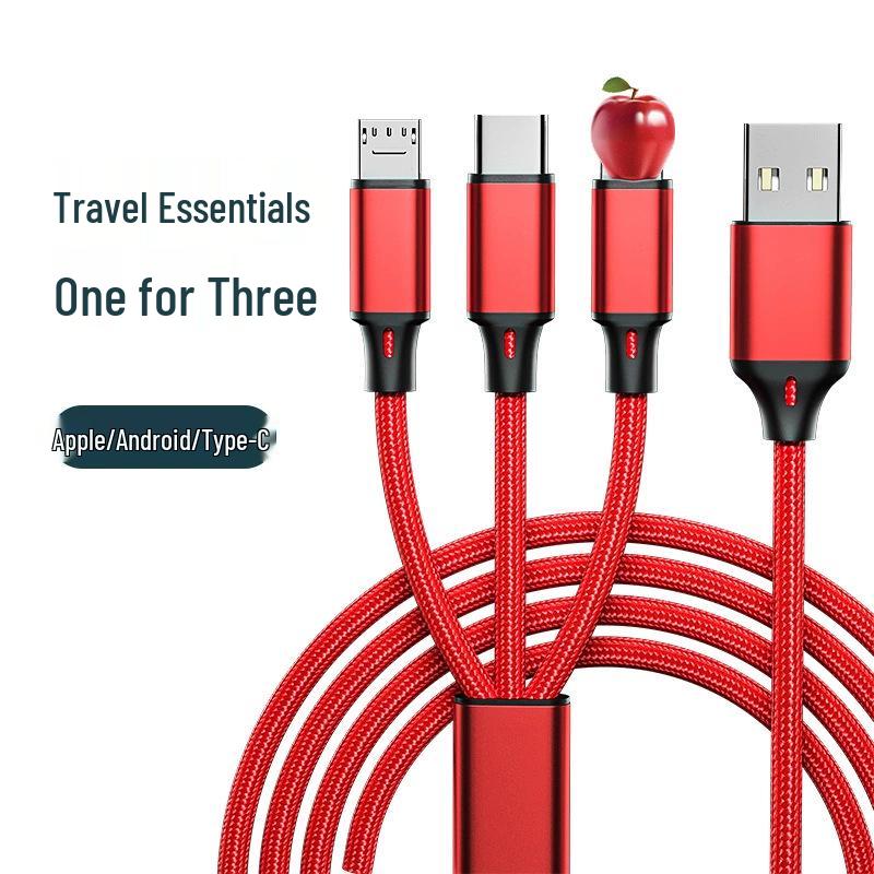 Three-in-One Flash Charging Cable: Portable USB Gift for Fast Mobile Charging
