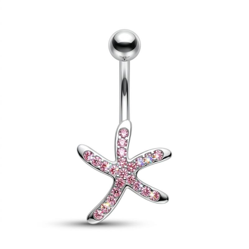 Stainless Steel Pentagram Star Belly Button Rings Shiny Navel Piercing Jewelry Sexy Belly Rings For Women Girls