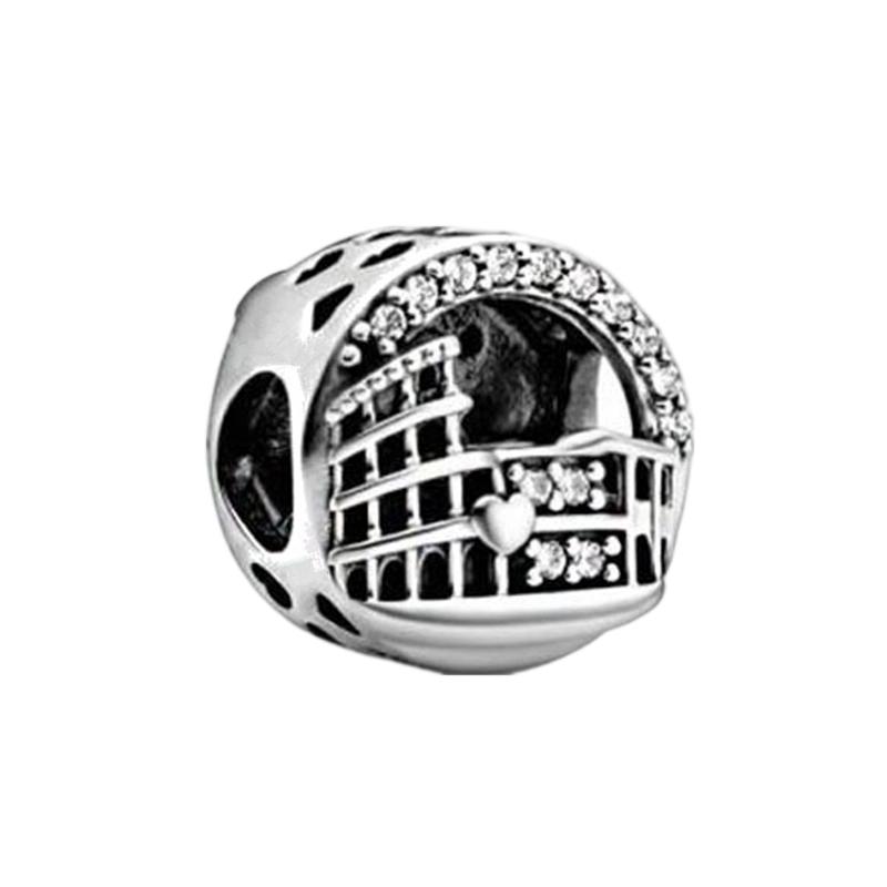 Sparking Butterfly Heart Clip Charm Beads Dangle Silver Bracelet Necklace For Diy Jewelry Women Gift