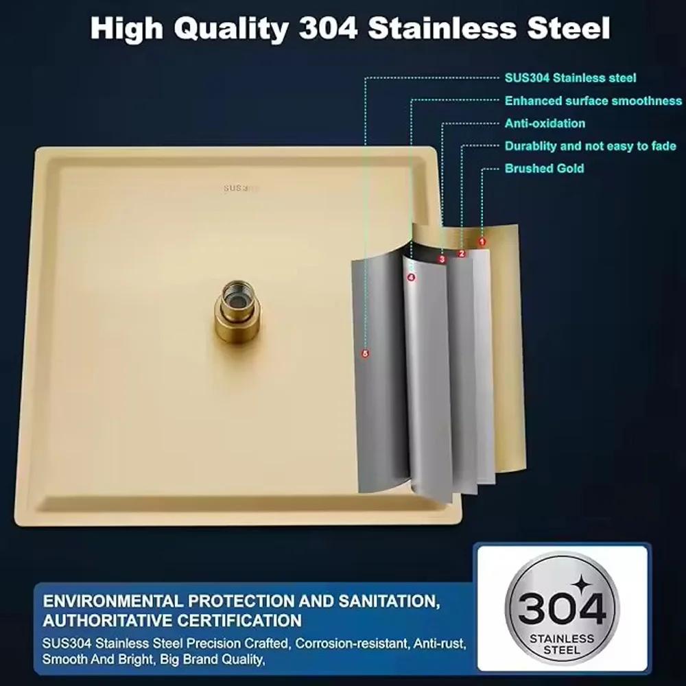 Ultra Thin 8/10/12 Inch Stainless Steel Rainfall Shower Head High Pressure Showerhead Black Golden Celing Mounted Shower Head