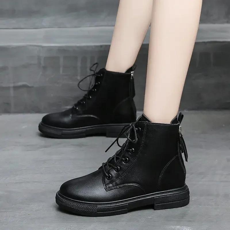 Fashion Round Toe Booties Fur Woman Short Shoes Chunky Platform Sale Comfortable and Elegant Pu High Quality Chic Ankle Boots for Women