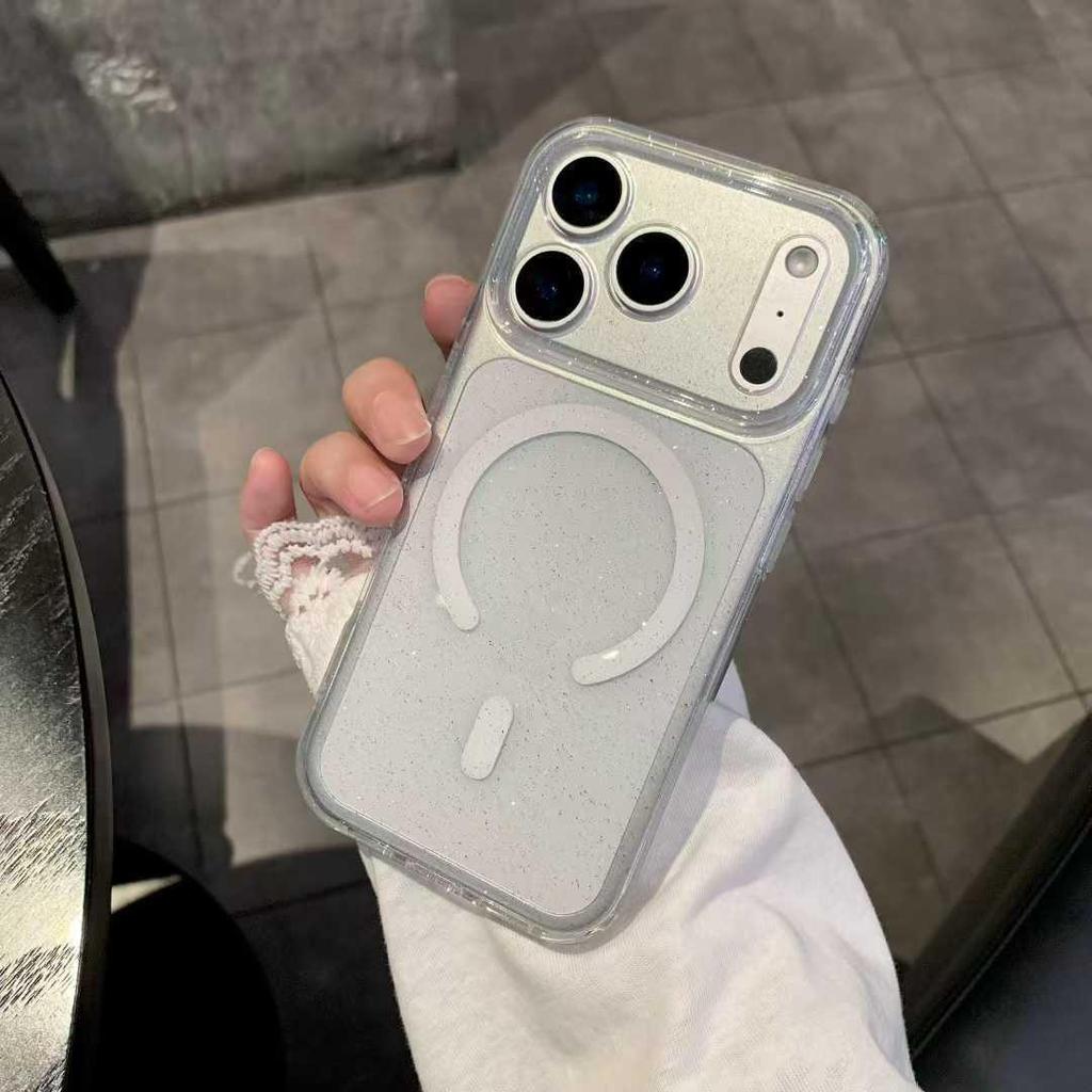 iPhone 17 Sternenstaub Glitzer Magnetische Hülle für 16 Pro Max - Transparent, Weich, Präzise Passform