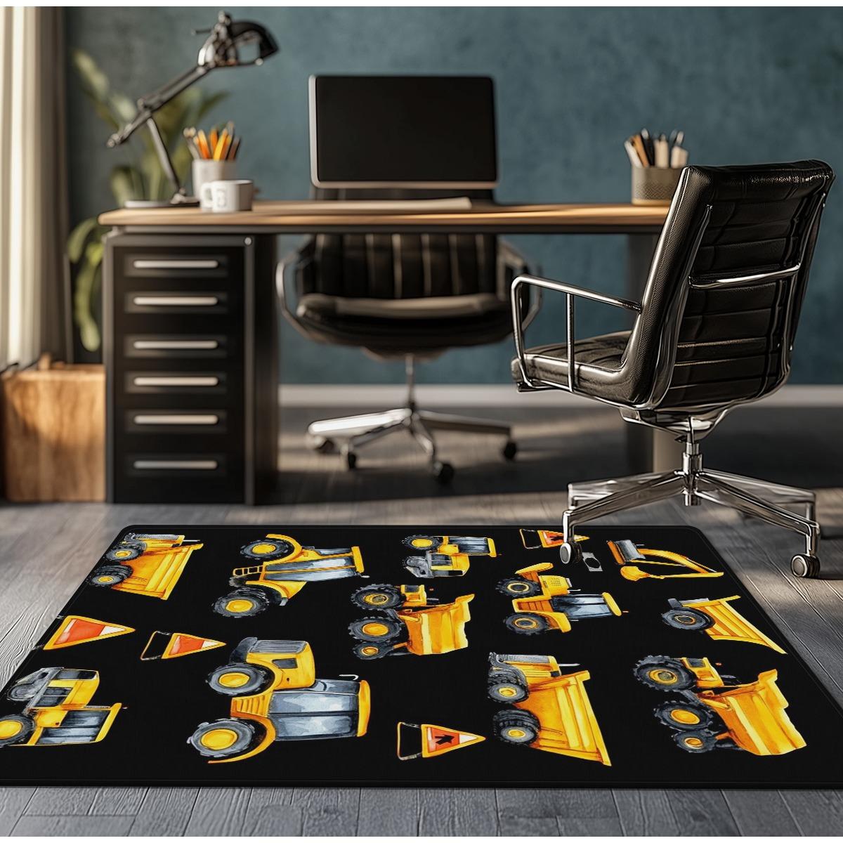 

Construction truck pattern crystal velvet rug kids room carpet playroom floor mat boy bedroom decor educational toy vehicle rug 50x 80cm