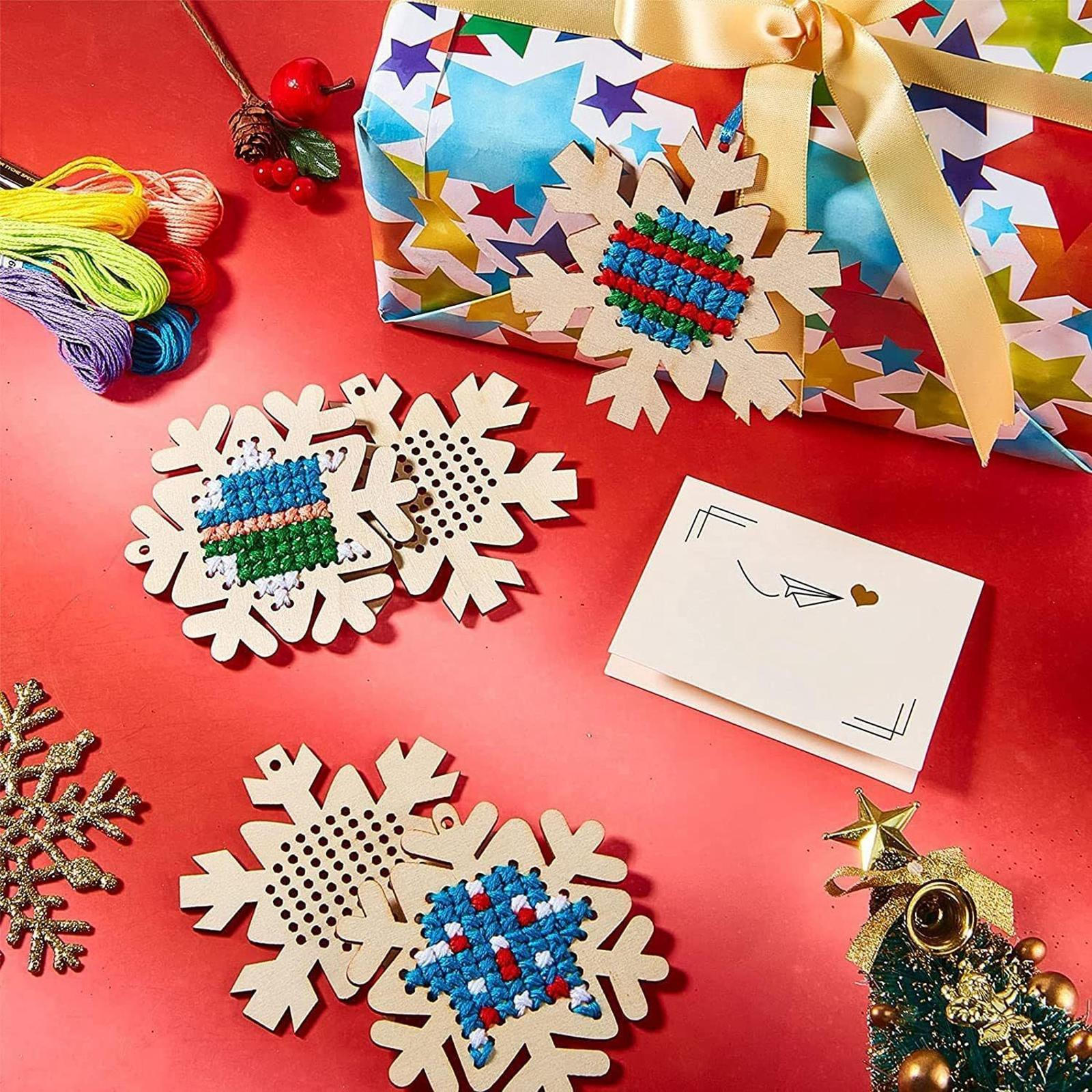 

10Pcs Christmas Unfinished Wood Slices Hanging Ornament Home Decor Charms Holiday DIY Tag