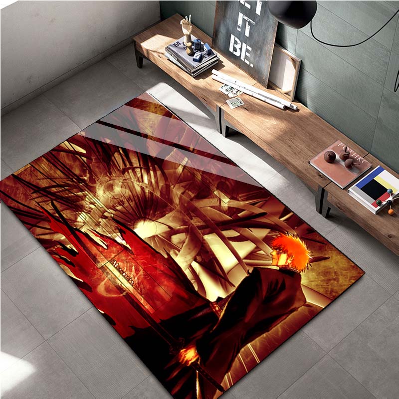 15 Größen Anime Bleach Cartoon Bereichsteppich Groß, Teppich für Wohnzimmer Schlafzimmer Sofa Fußmatte Dekoration, Kinder Spiel Rutschfeste Bodenmatte