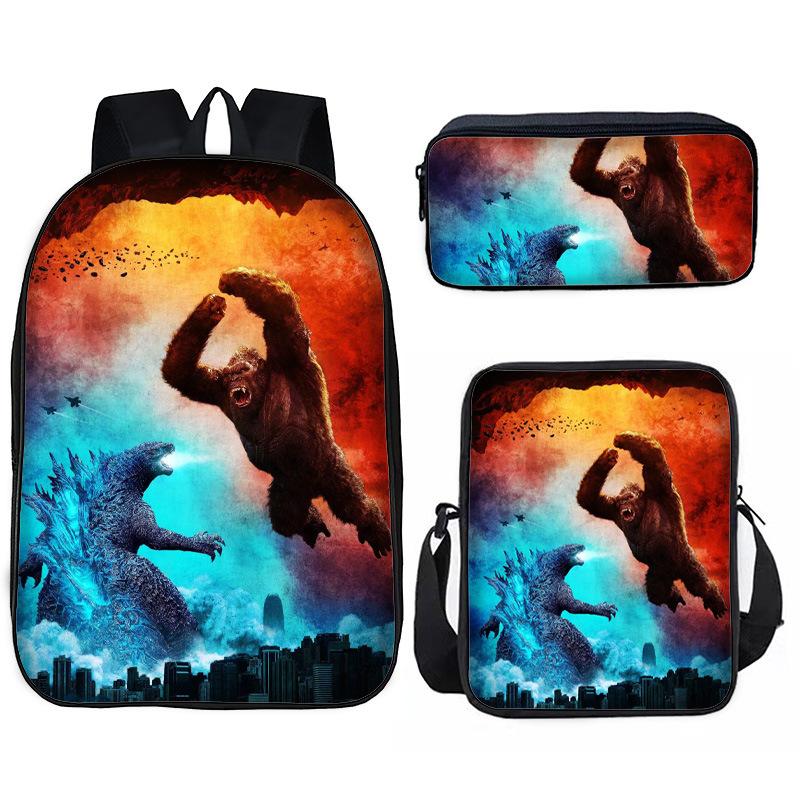 Godzilla vs. King Kong 2Godzillax Kongnoul Student Ghiozdan Geantă Etui Set din Trei Piese