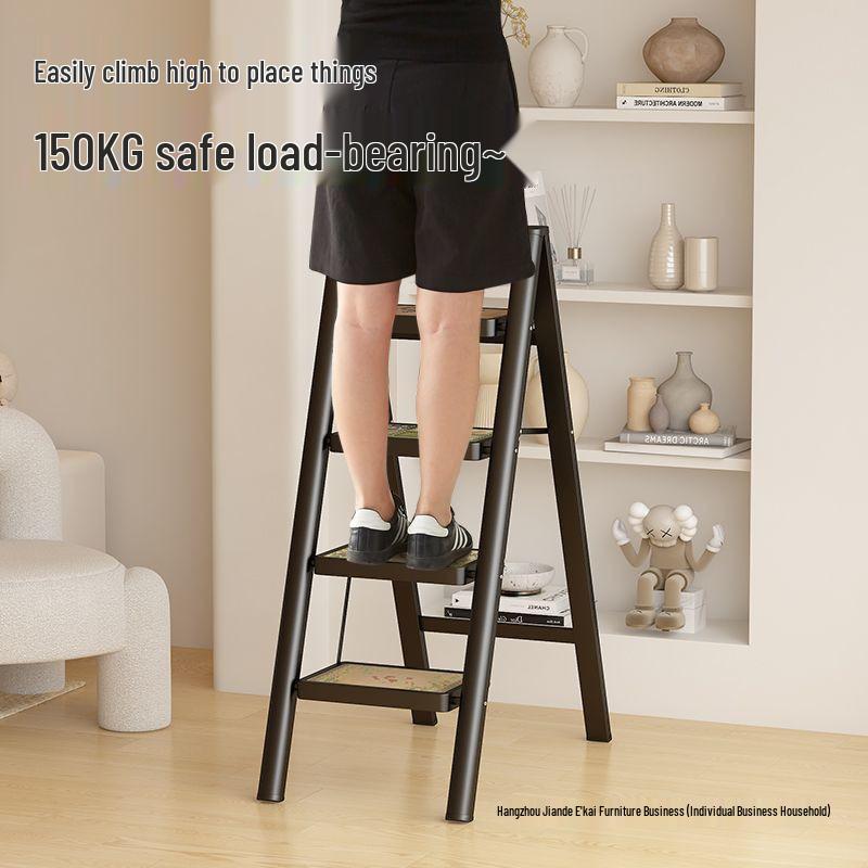 Multi-Functional Chinese-Style Folding A-Frame Ladder with Retro Flower Stand