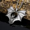 New Punk Stainless Steel Men's Necklace Titanium Steel Creative Accessories Retro Personalized Bat Pendant Halloween Gift