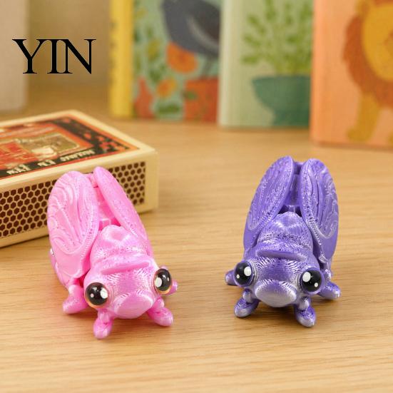 Desktop Insect Ornament 3D Printed Cicada Figurine, Realistic Model with Movable Shape Decor Joints, Stress Relief Fidget Toy for Kids Adults Colorful