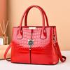 Women's Large Capacity Bright Leather Handbag - 2025 Autumn/Winter Stone Pattern Shoulder Bag