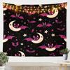 Fire & Ice Phoenix Tapestry, Red Blue Mythical Birds on Black Starry Background, Wall Hanging for Fantasy Aesthetic Decor