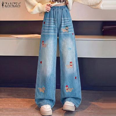 Non-Denim Women Casual Elastic Waist Loose Print Long Pants